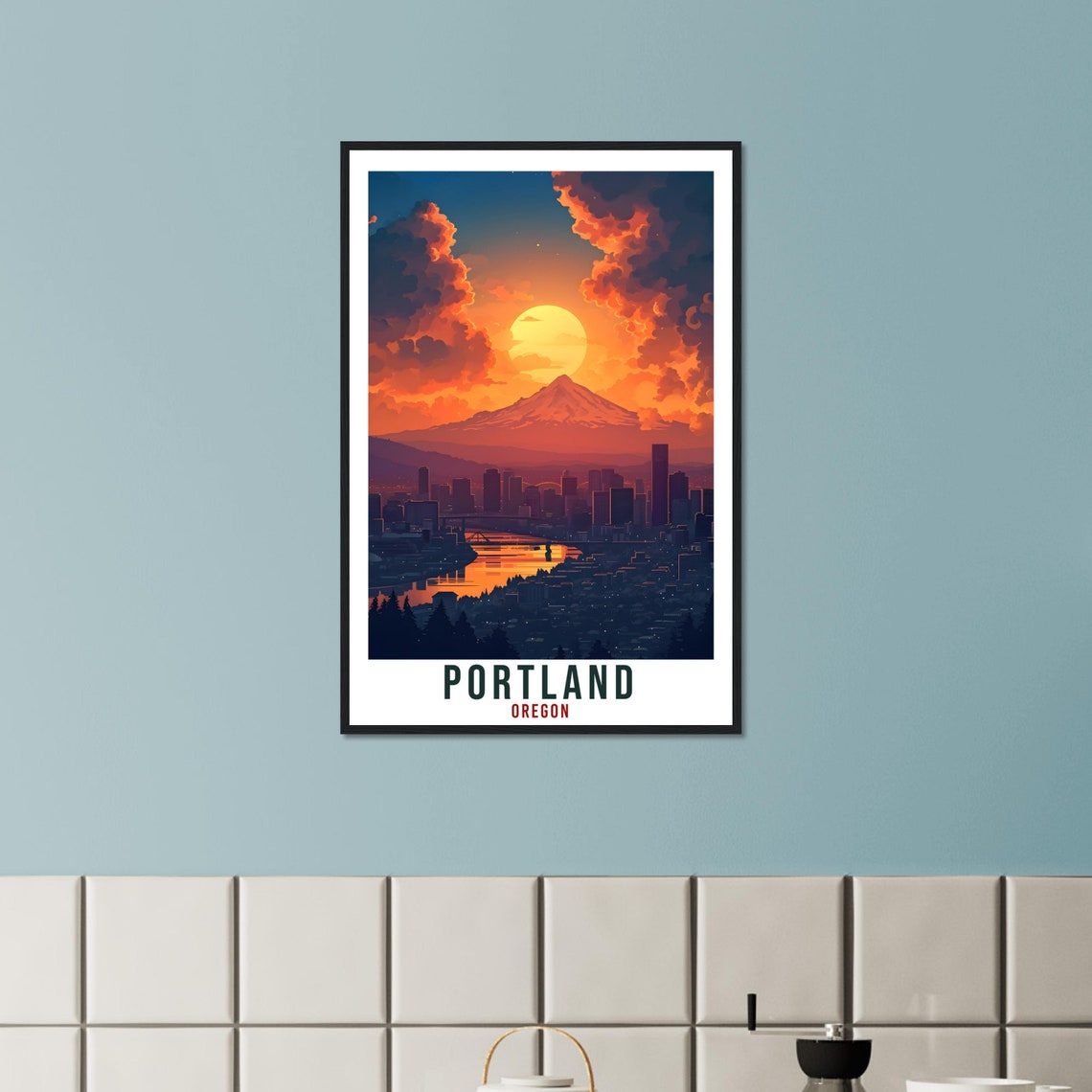 Portland Travel Poster Oregon Home Decoration Usa City Wall Art Gift Wall Hanging Art Lover Oregon Artwork Portland Skyline Travel Print - Image 3