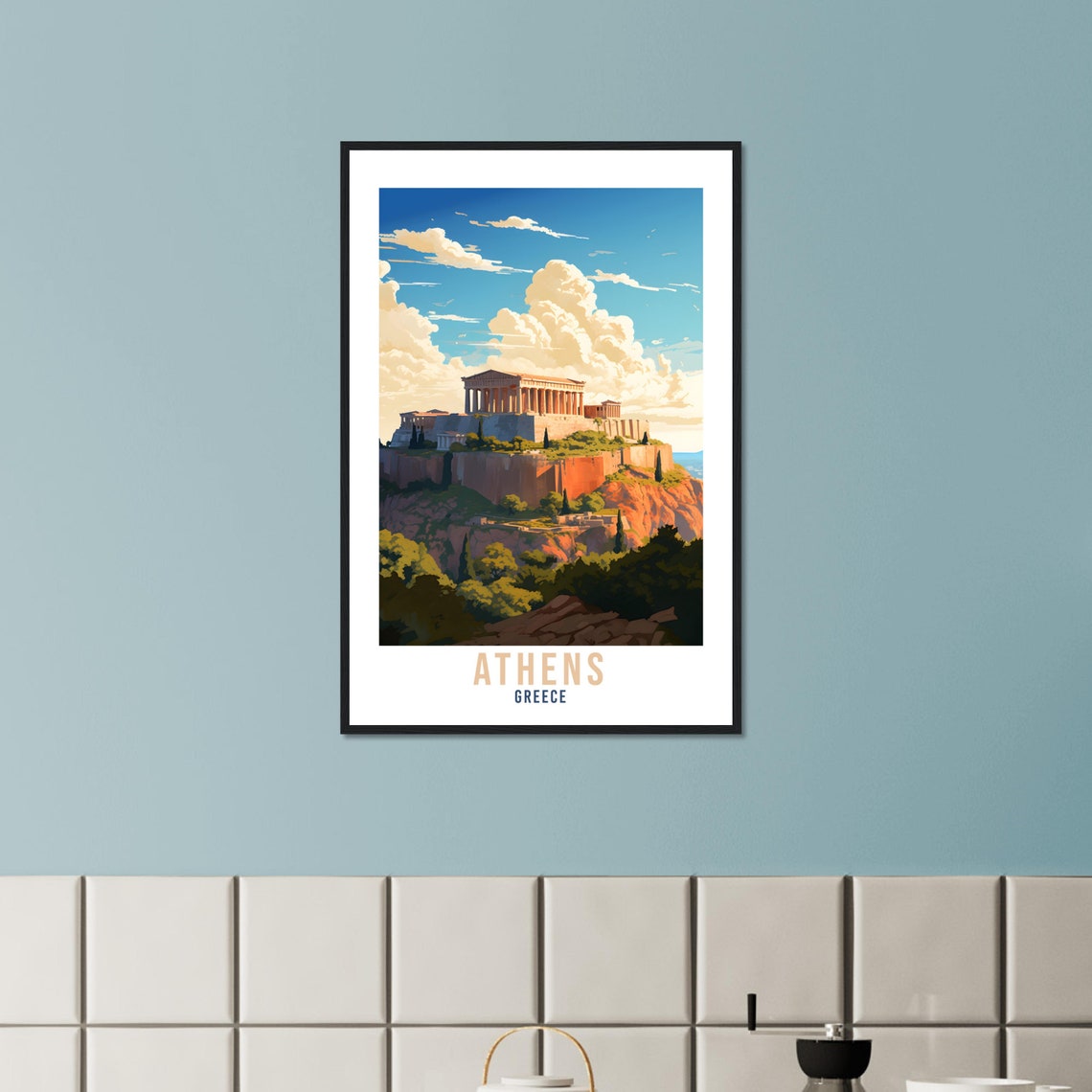 Athens Greece Sunlit Acropolis Ancient Citadel Hilltop View Poster - Image 4