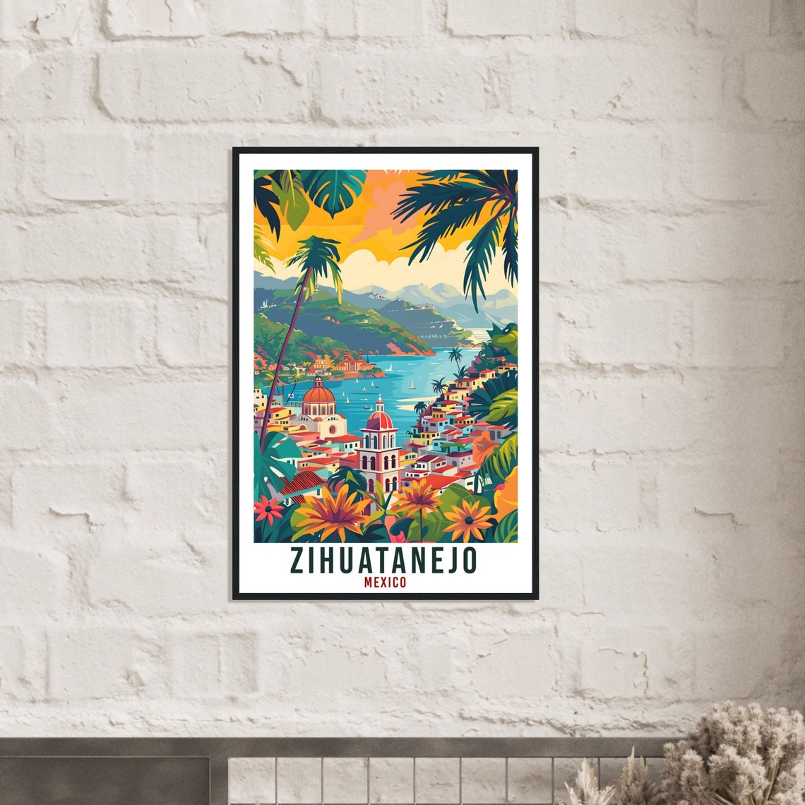 Zihuatanejo Mexico Travel Print Mexico Wall Art Wall Hanging Home Dcor Zihuatanejo Mexico Landmark Artwork Travel Art Mexican Travel Poster - Image 3