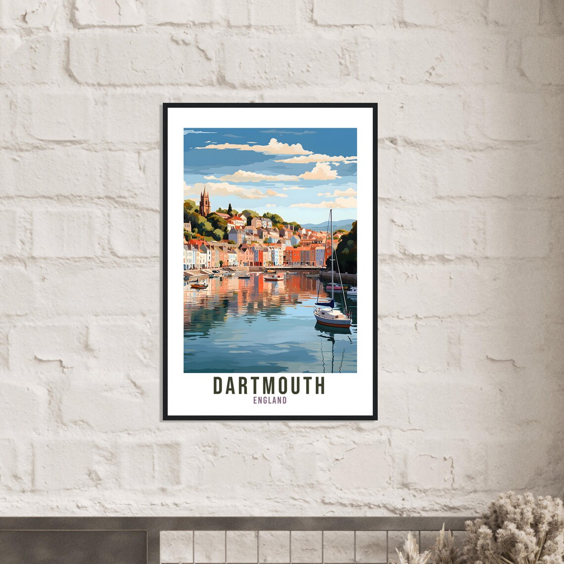 Dartmouth England Harbor Sailboats Waterfront Town Travel Poster - Image 2