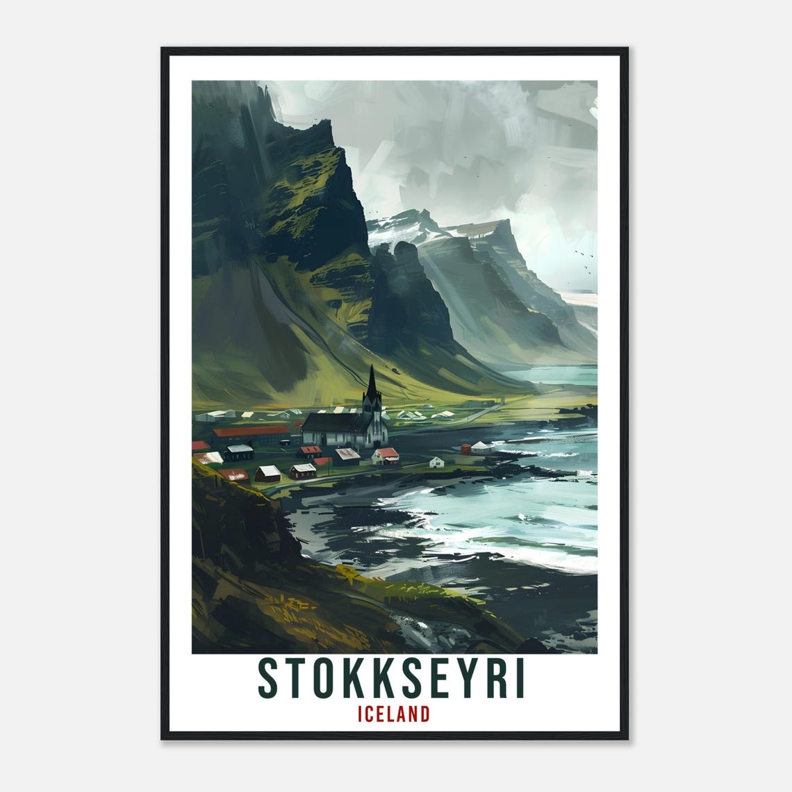 Stokkseyri Iceland Travel Print Wall Art Wall Hanging Home Dcor Stokkseyri Gift Travel Art Iceland Artwork City Landscape Travel Poster - Image 4