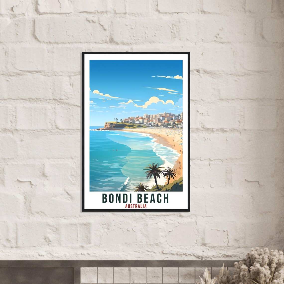 Bondi Beach Australia Surf Beach Palm Trees Coastal Travel Poster - Image 4