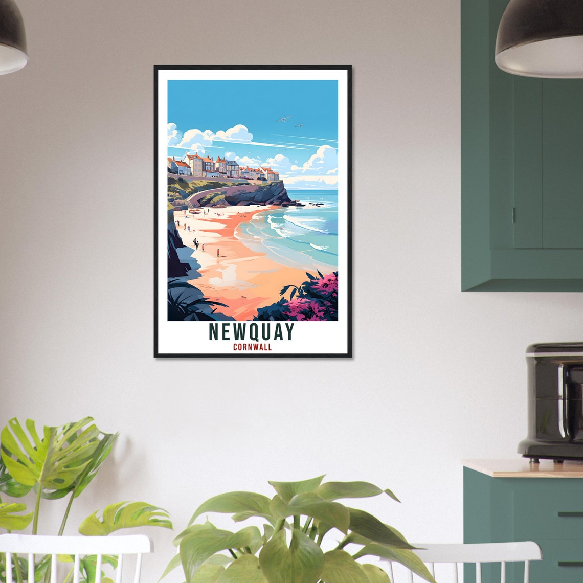 Newquay Cornwall Surf Beach Cliffs Golden Cove Travel Poster - Image 2