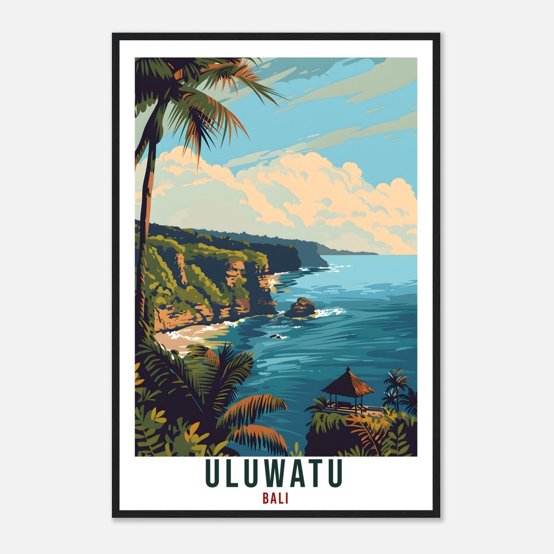 Uluwatu Bali Cliff Coastline Seascape Vintage Surf Travel Poster - Image 4