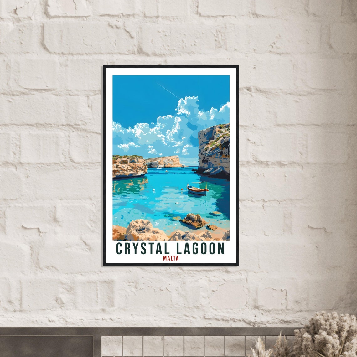 Crystal Lagoon Malta Turquoise Cove Retro Cliffs Travel Poster - Image 2