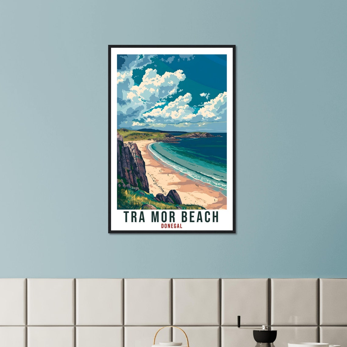 Tra Mor Beach Sandy Cove Dramatic Cliffs Donegal Ireland Scenic Poster - Image 3