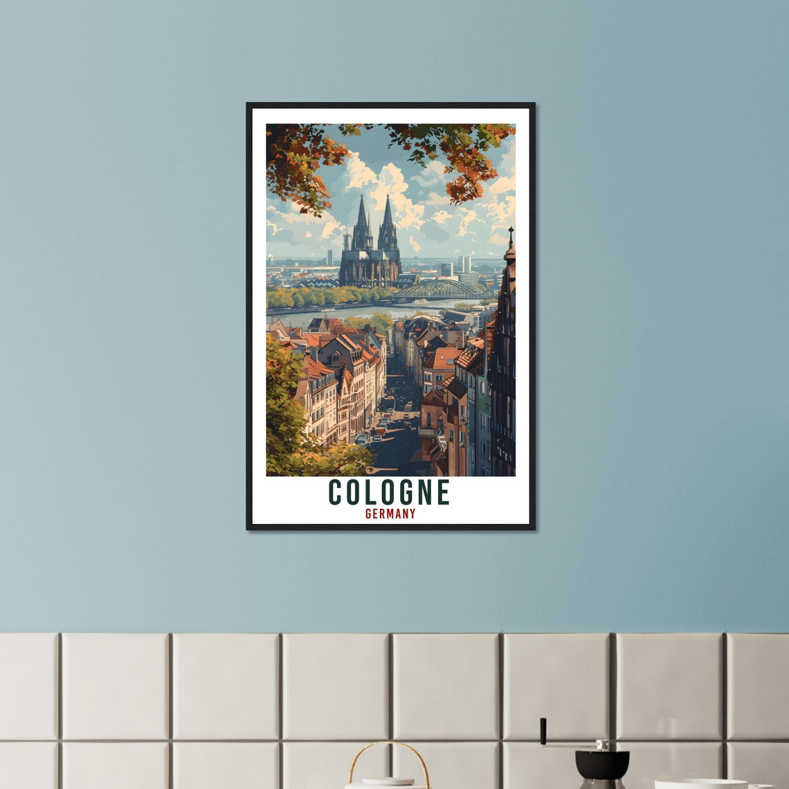 Cologne Germany Cathedral Rhine Bridge Autumn Cityscape Travel Poster - Image 3
