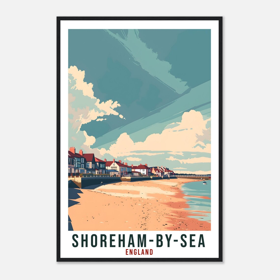 Shoreham By Sea England Beach Cottages Vintage Travel Poster - Image 4
