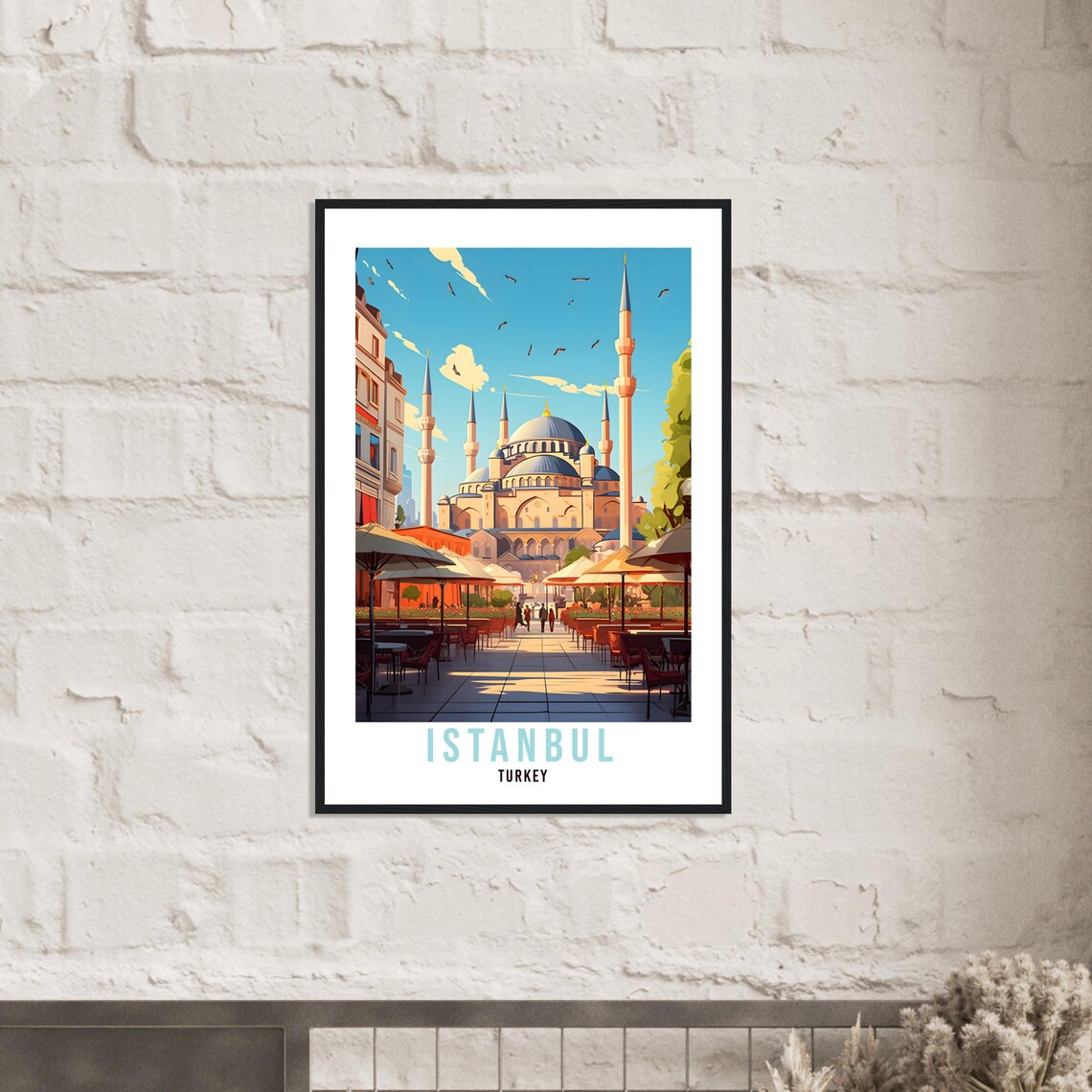 Istanbul Turkey Sunny Historic Mosque Old Town Street Poster - Image 3