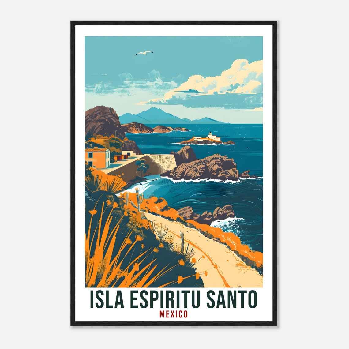 Isla Espiritu Santo Mexico Rugged Coast Rocky Cliffs Deep Blue Sea Poster - Image 4