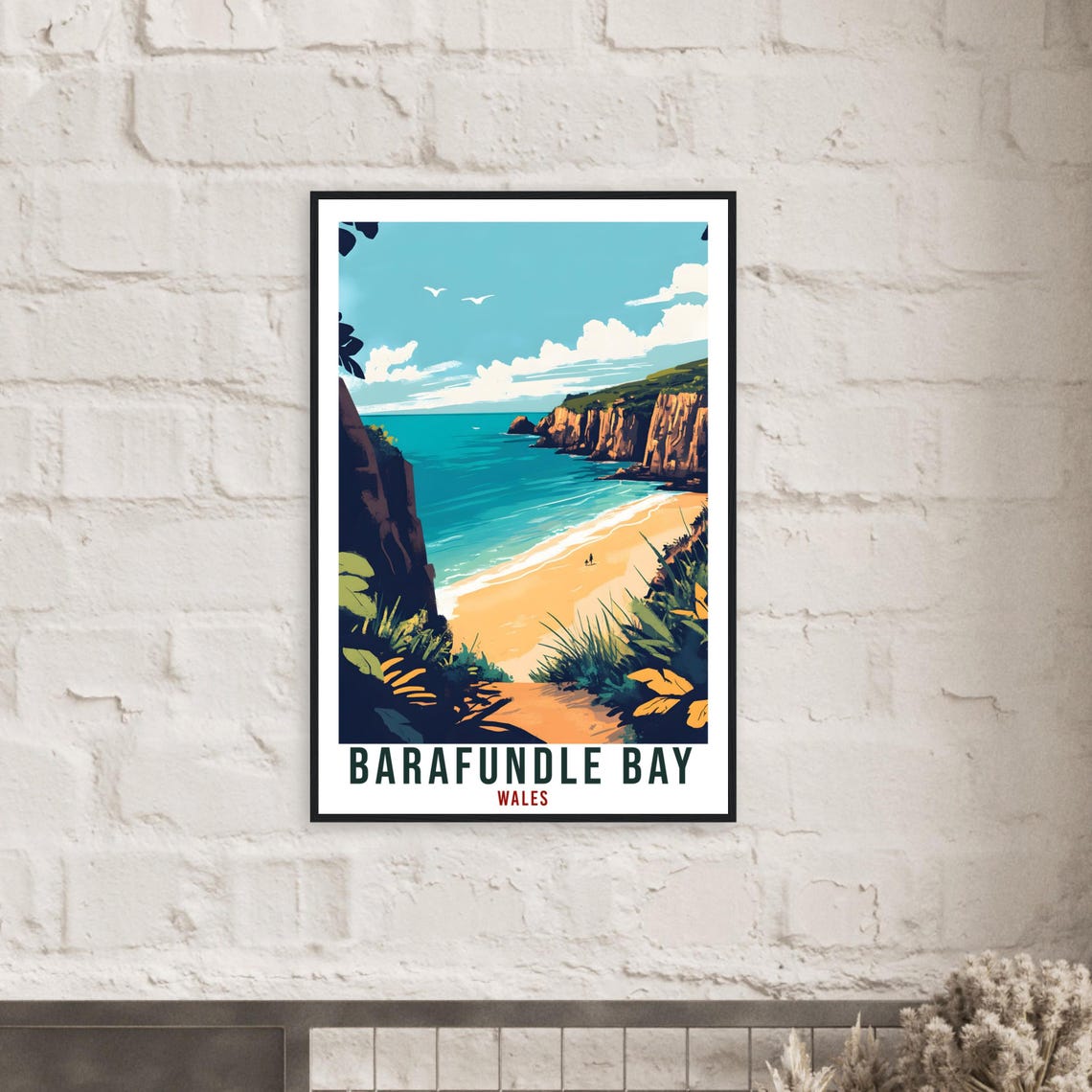 Barafundle Bay Wales Travel Poster Beach Path Cliffs Seaside Artwork - Image 2