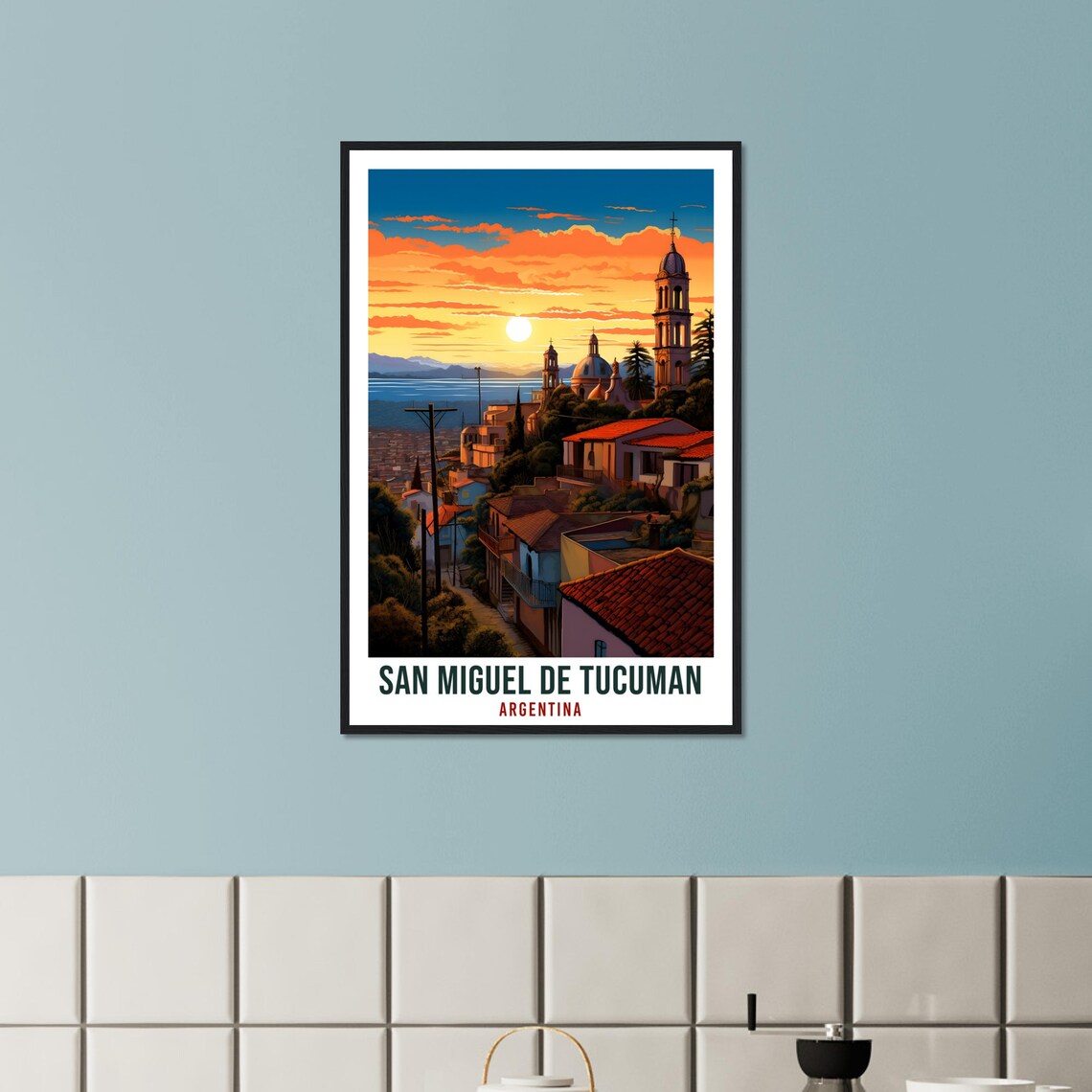 San Miguel de Tucuman Argentina Old Town Sunset Retro Travel Poster - Image 3