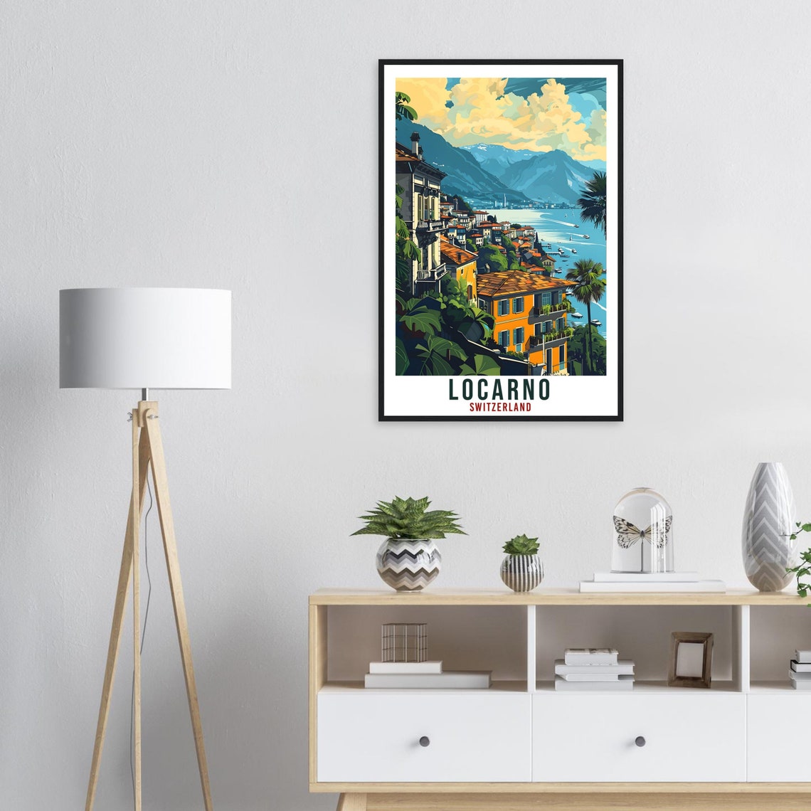 Locarno Travel Print Swiss Wall Art Wall Hanging Home Living Dcor Locarno Gift Art Lovers Gift Switzerland Artwork Gift Swiss Travel Poster - Image 3