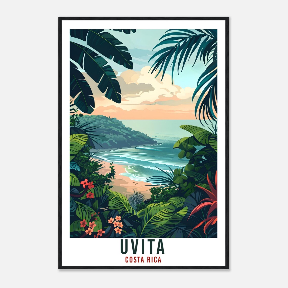 Uvita Costa Rica Tropical Jungle Beach Vintage Travel Poster Decor - Image 4