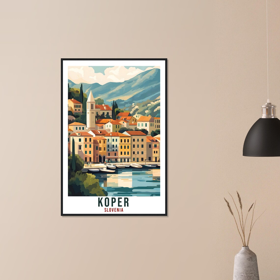 Koper Slovenia Adriatic Old Town Harbour Vintage Travel Poster - Image 3