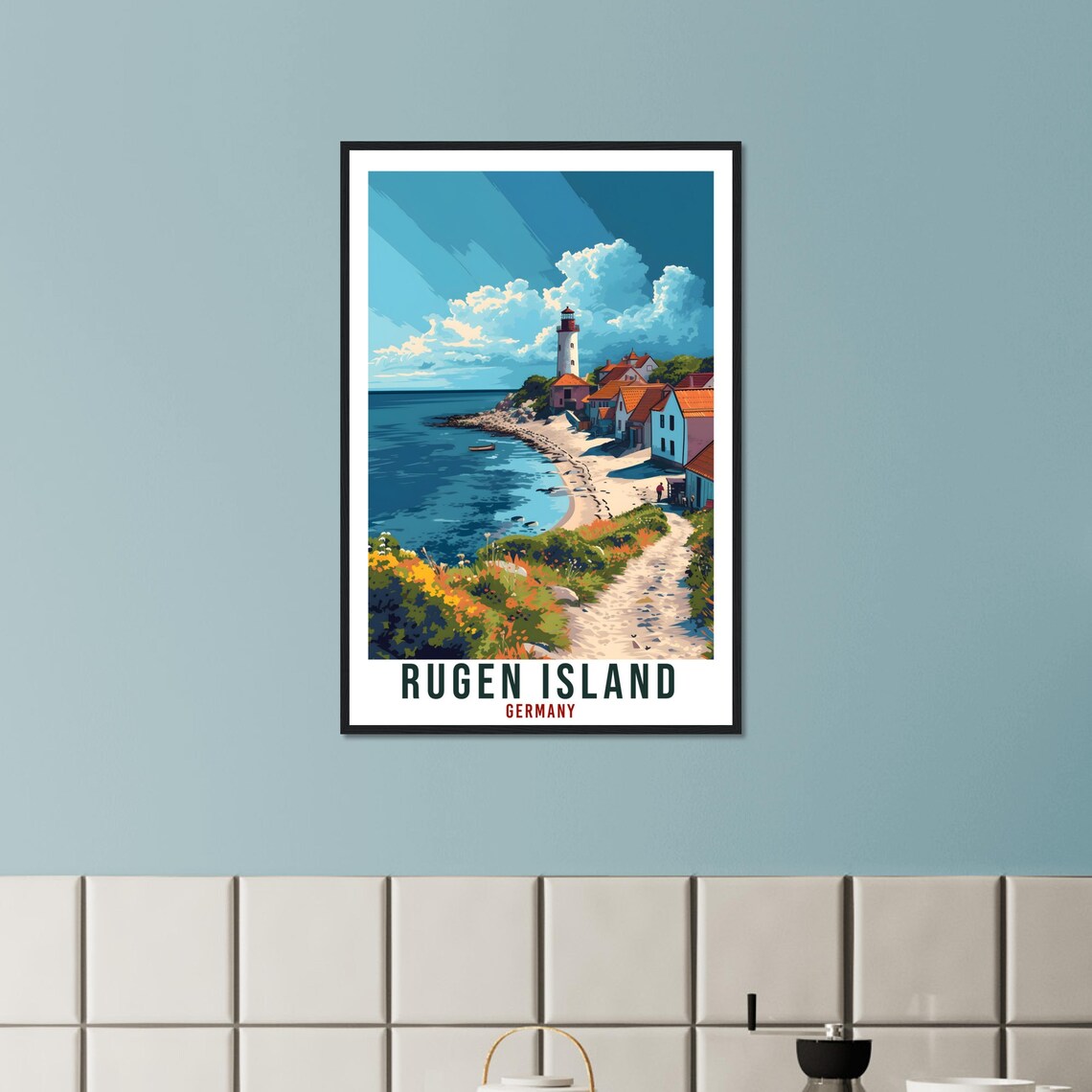 Rugen Island Germany Lighthouse Coastal Village Vintage Travel Poster - Image 4