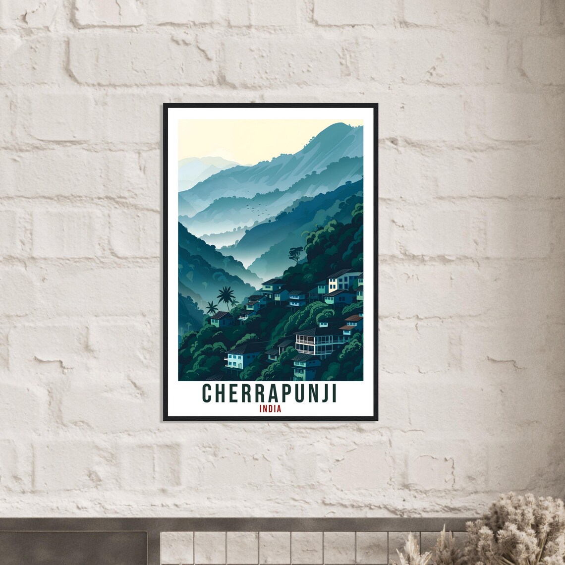 Cherrapunji India Misty Mountain Village Serene Travel Poster - Image 3