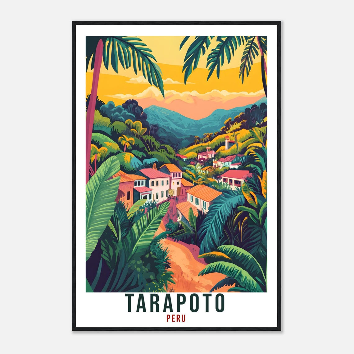 Tarapoto Peru Amazon Jungle Village Sunset Vintage Travel Poster - Image 4