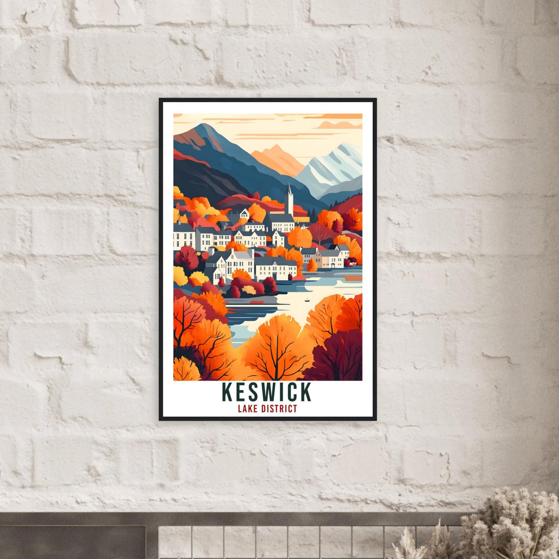 Keswick Lake District Autumn Town Mountains Vintage Travel Poster - Image 2