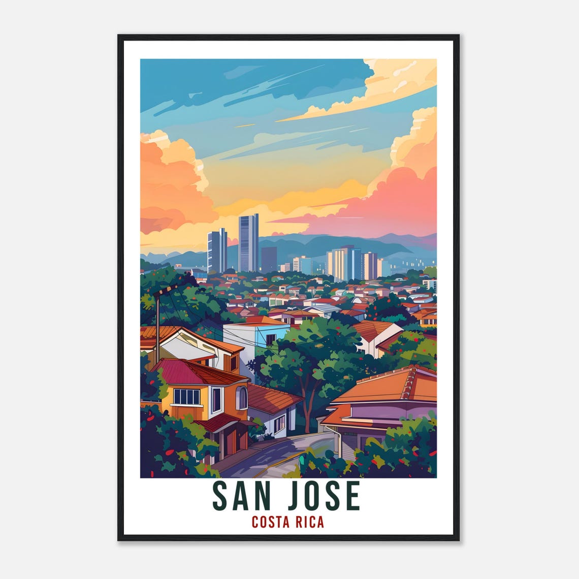 San Jose Costa Rica Travel Print Wall Art Wall Hanging Home Dcor San Jose Gift Wall Art Artwork Travel Art Costa Rica City Travel Poster - Image 4