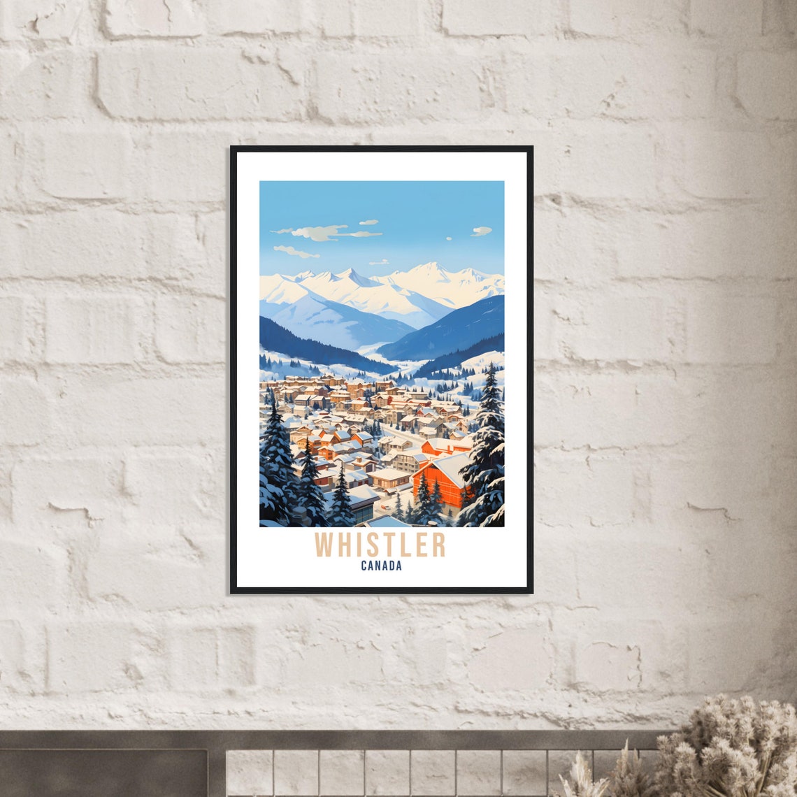 Whistler Canada Snowy Ski Resort Mountains Retro Travel Poster - Image 3