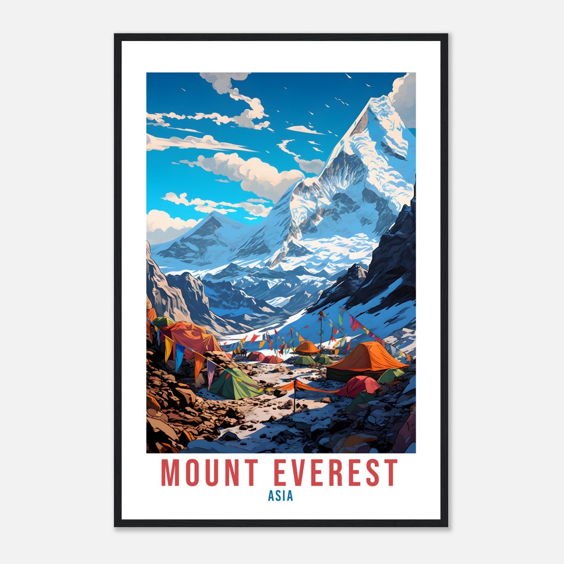 Mount Everest Asia Base Camp Tents Prayer Flags Peak Travel Poster - Image 4