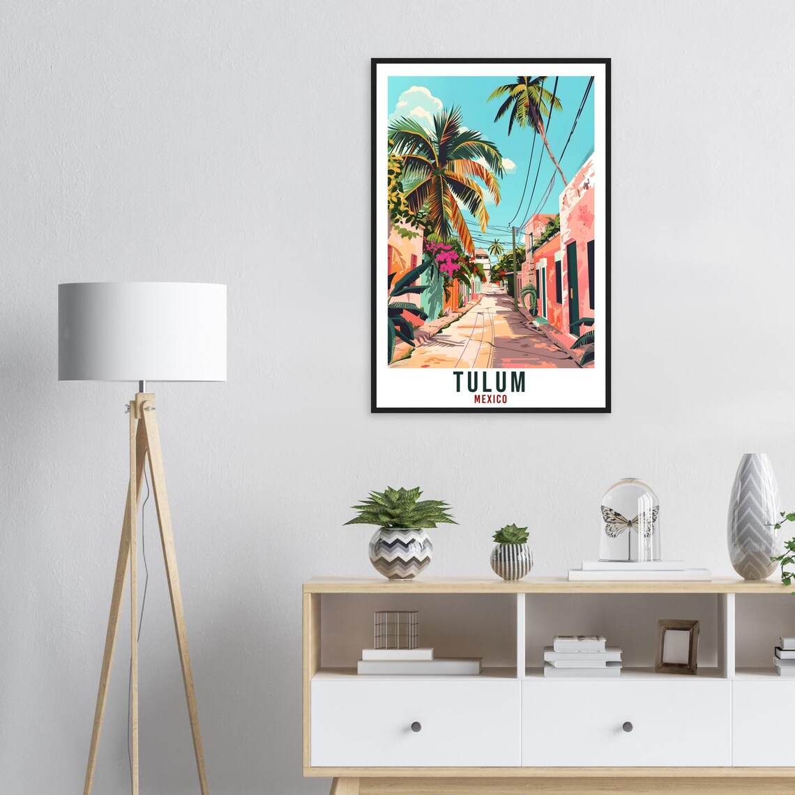 Tulum Mexico Colorful Palm Street Caribbean Town Sunlight Travel Poster - Image 3