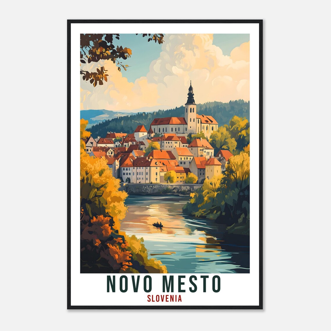 Novo Mesto Slovenia Old Town Riverside Vintage Travel Poster - Image 4