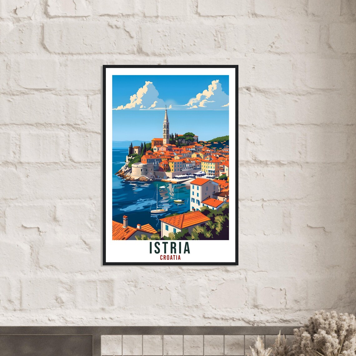 Istria Croatia Coastal Town Bell Tower Vintage Style Travel Poster - Image 2