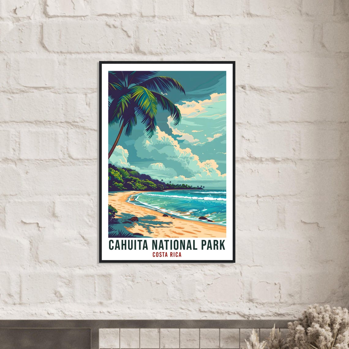 Cahuita National Park Costa Rica Palm Beach Waves Travel Poster - Image 3