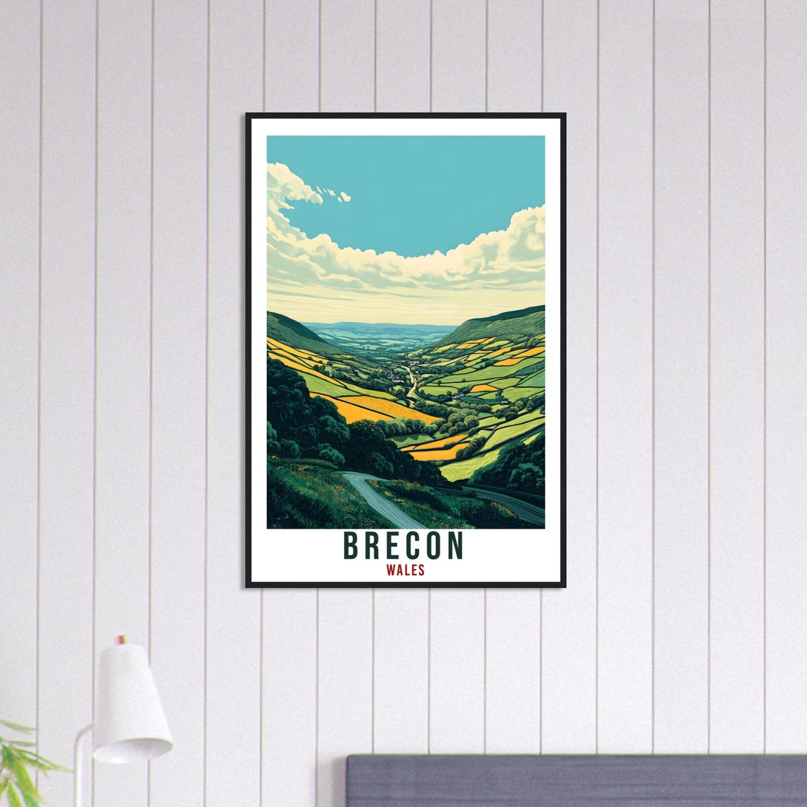 Brecon Wales Green Valley Patchwork Fields Scenic Travel Poster - Image 3
