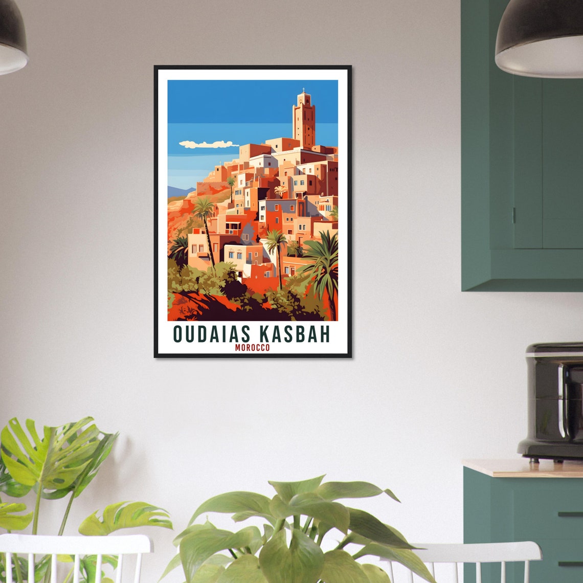 Oudaias Kasbah Morocco Hillside Old Town Mosque Tower Art Poster - Image 3