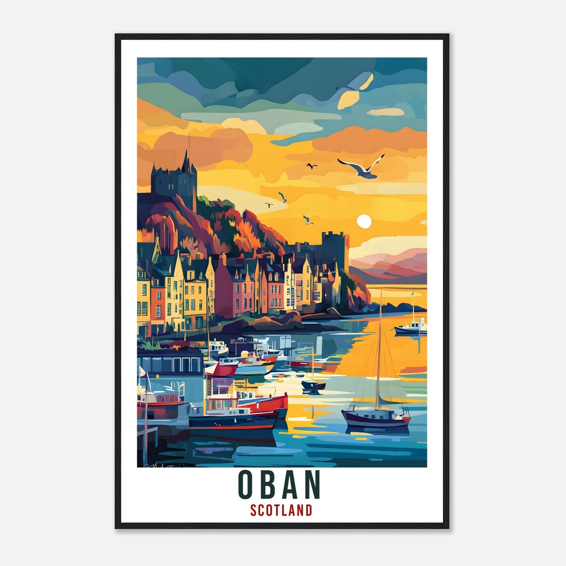 Oban Scotland Vintage Harbor Sunset Retro Travel Sunny Poster - Image 4