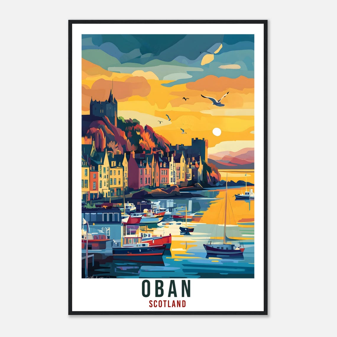 Oban Travel Print Scotland Home Decor Oban Wall Art Wall Hanging Art Lover Scotland Artwork Travel Poster Oban Travel Art Oban Scotland Gift - Image 4