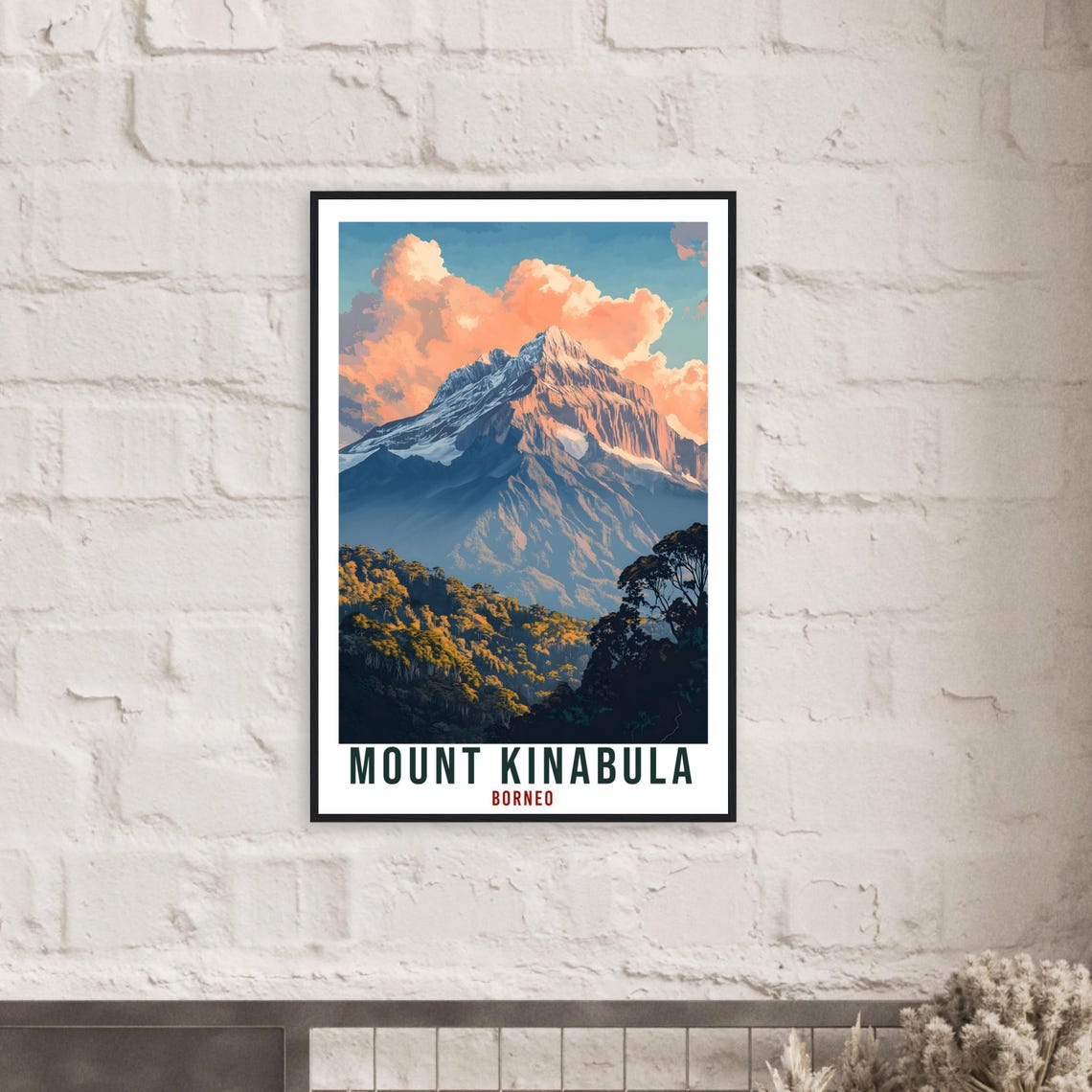 Mount Kinabalu Borneo Sunset Tropical Mountain Travel Poster - Image 2