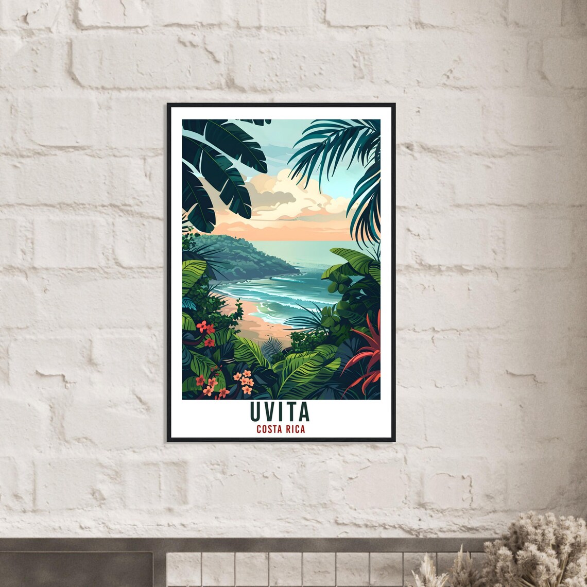 Uvita Costa Rica Tropical Jungle Beach Vintage Travel Poster Decor - Image 2