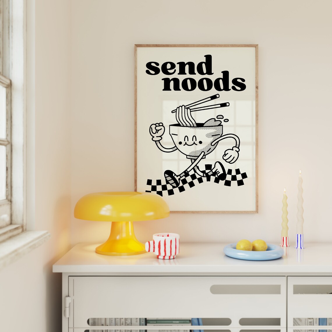 Send Noods Retro Character Art Print, Kitchen Art - Image 2