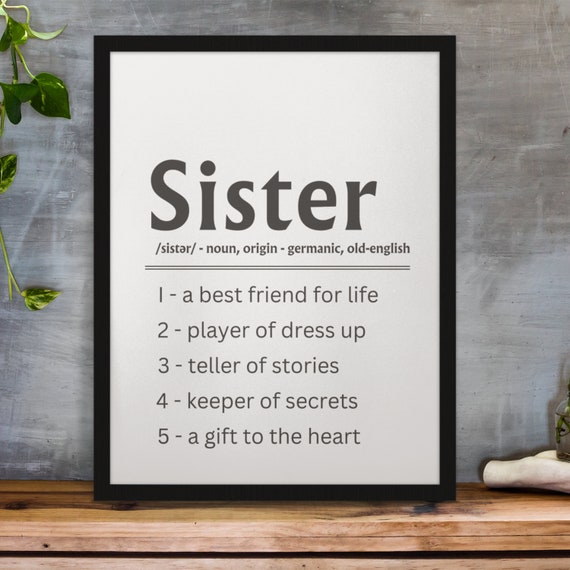 Sister Definition Poster Girls Room Decor Big Sis Gift Instant Art Print Sibling Gift Art