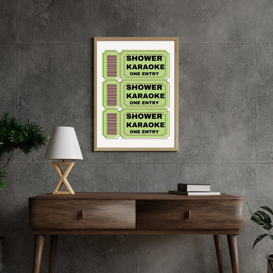 Green Bathroom Shower Karaoke Ticket Artwork Print Funny Cute Bathroom Wall Poster Trendy Home Decor Instant - Image 4