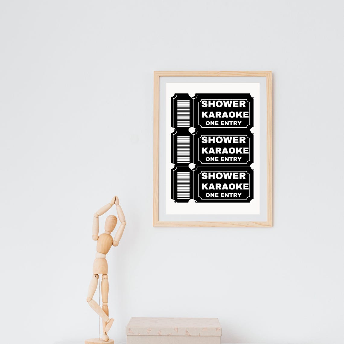 Shower Karaoke Ticket Black White Bathroom Funny Music Gift Poster - Image 5
