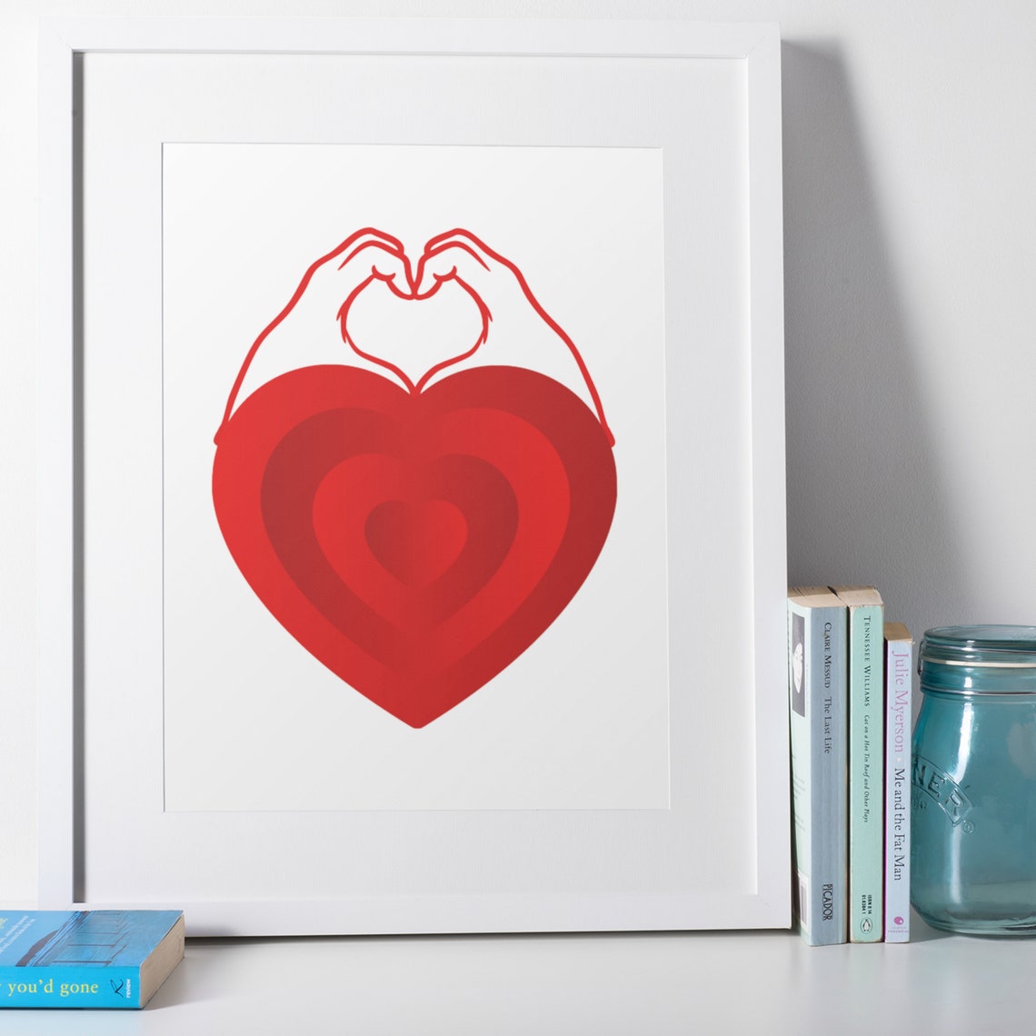 Red Heart Hand Heart Modern Valentine Love Decorative Poster - Image 4