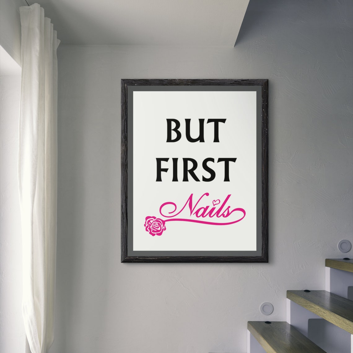 Nail Salon Two Print Set But First Nails Quote Manicure Hands Art - Image 2