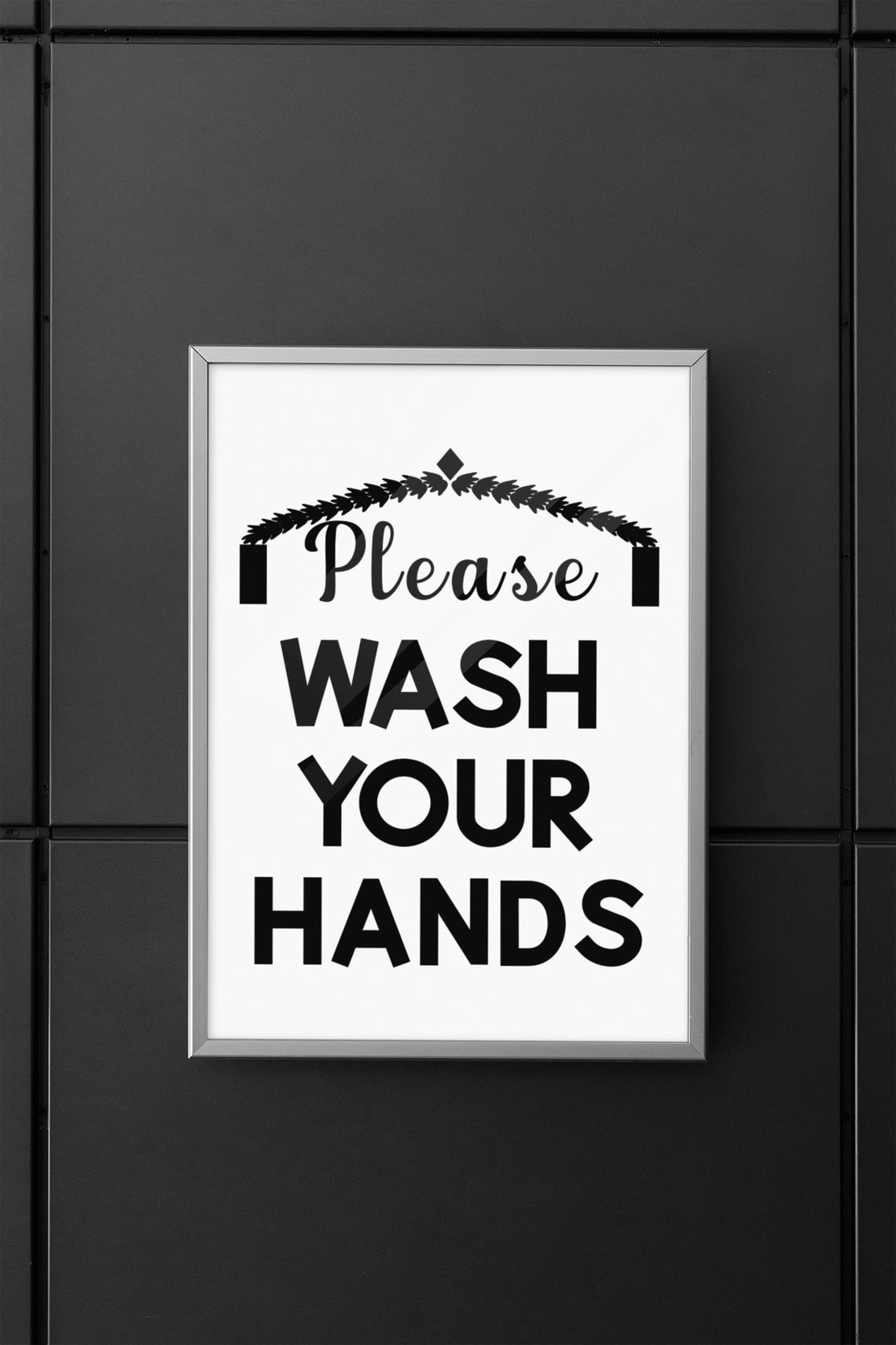 Please Wash Your Hands Elegant Script Black Framed Bathroom Poster - Image 8