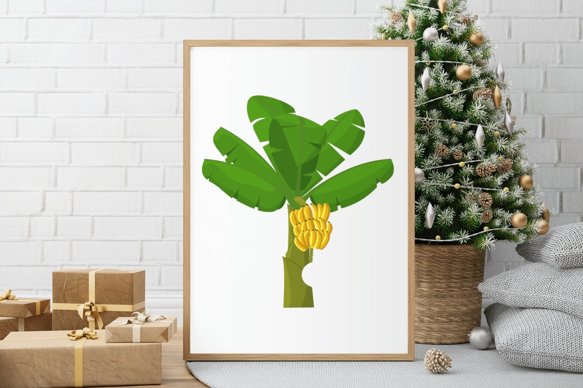 Banana Tree Tropical Illustration With Banana Fruit Wall Poster