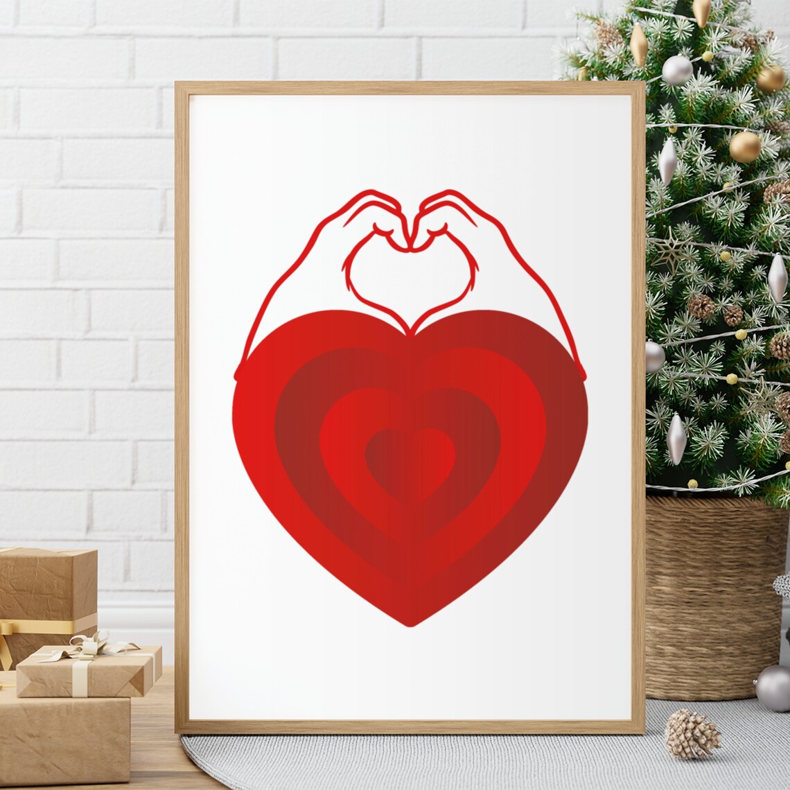 Red Heart Hand Heart Modern Valentine Love Decorative Poster - Image 5