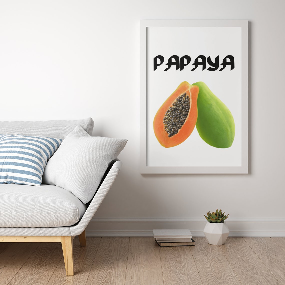 Papaya Fruit Botanical Illustration Modern Kitchen Wall Decor Poster - Image 2