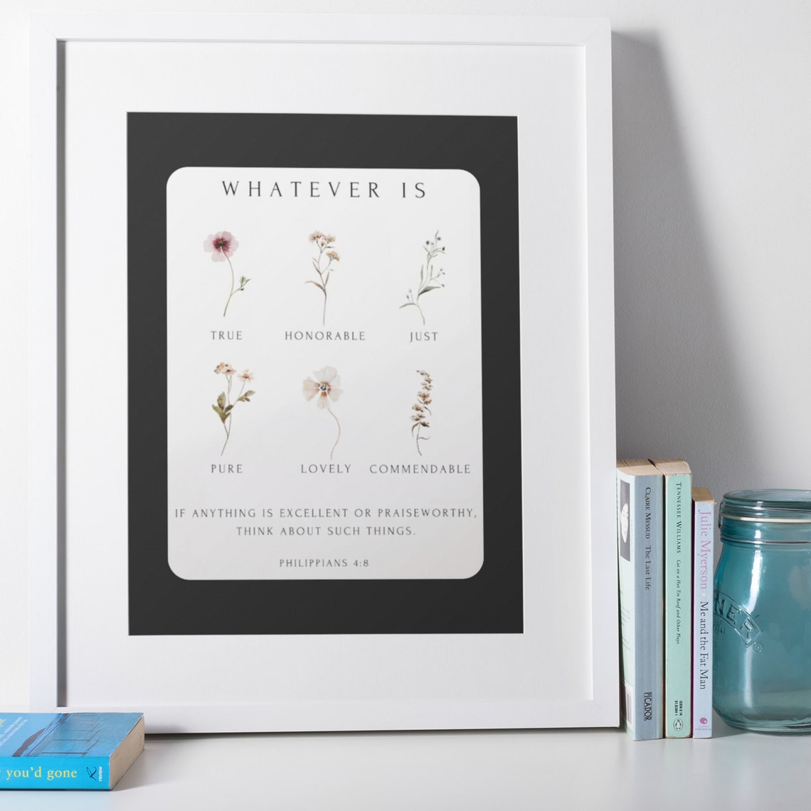 Whatever Is True Philippians 48 Poster Botanical Christian Wall Art Floral Bible Verse Print Modern Scripture Home Decor Gift - Image 4