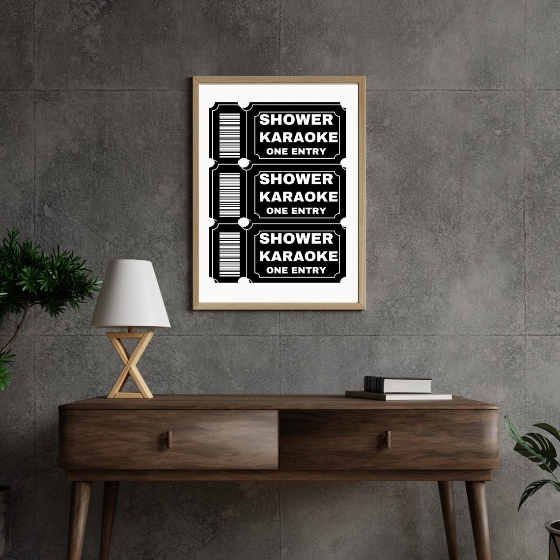 Shower Karaoke Ticket Black White Bathroom Funny Music Gift Poster - Image 4