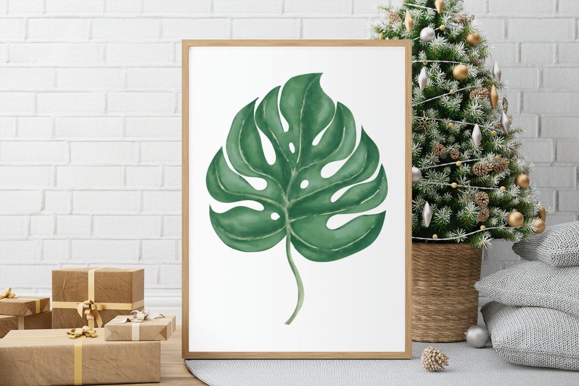 Monstera Leaf Watercolor Botanical Green Tropical Leaf Poster - Image 6