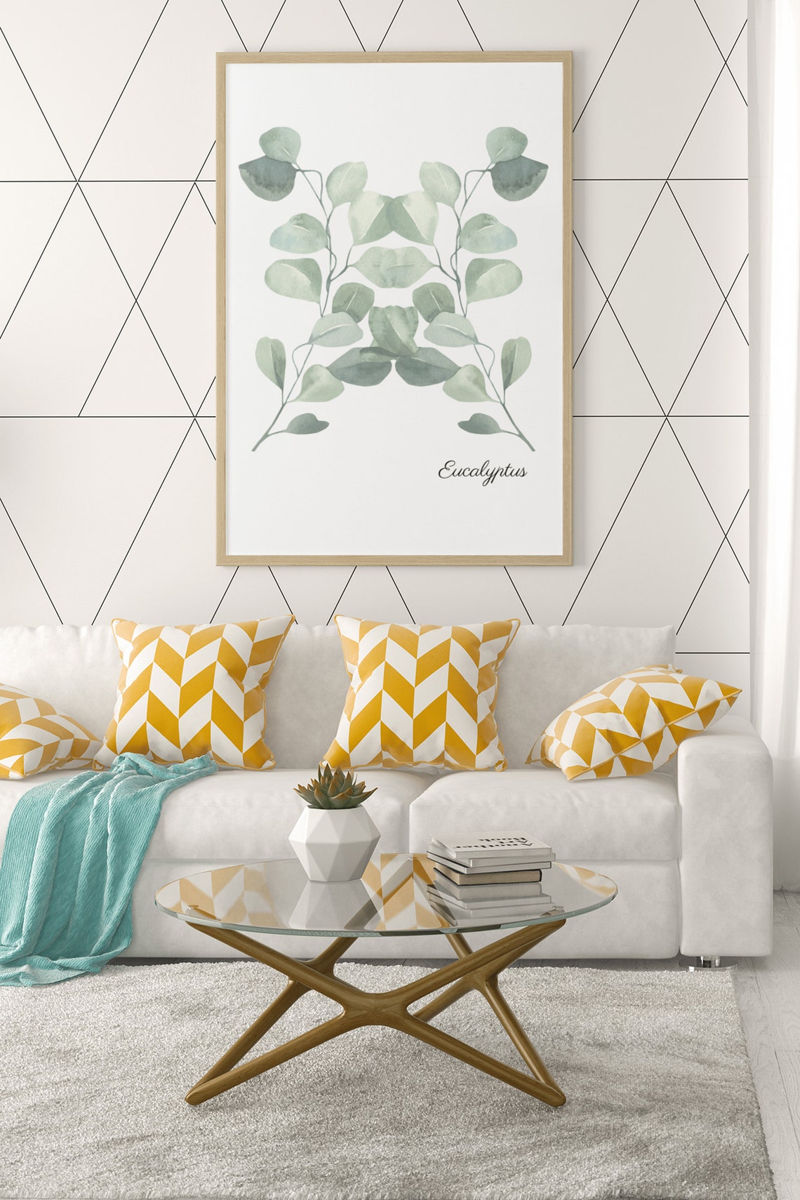 Eucalyptus Watercolor Botanical Minimalist Leaf Bedroom Decor Print - Image 2